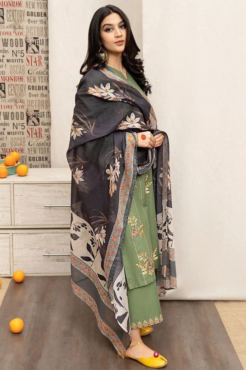 Zellbury | Unstitched | Embroidered Lawn 3 Piece | EC 510