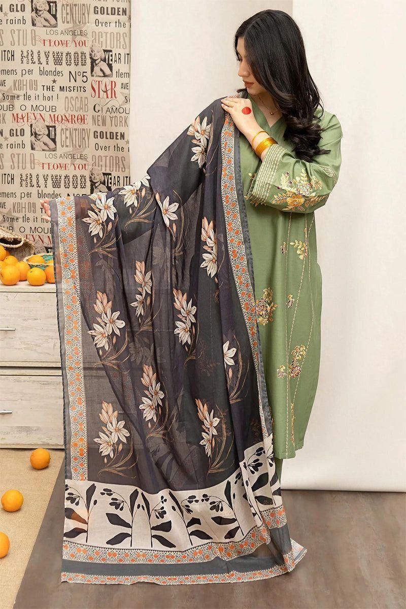 Zellbury | Unstitched | Embroidered Lawn 3 Piece | EC 510